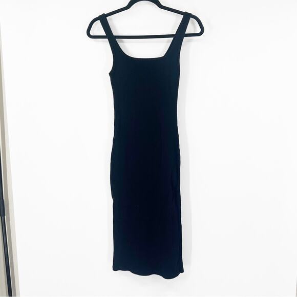 Wilfred Aritzia Black Ribbed Midi Dress - Picture 1 of 6